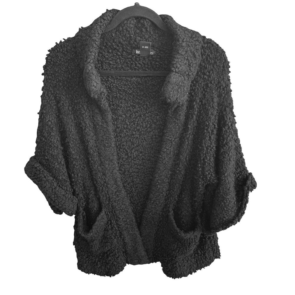 Kensie Popcorn Chunky Knit Boucle Layering Minimalist Open Front Cardigan S